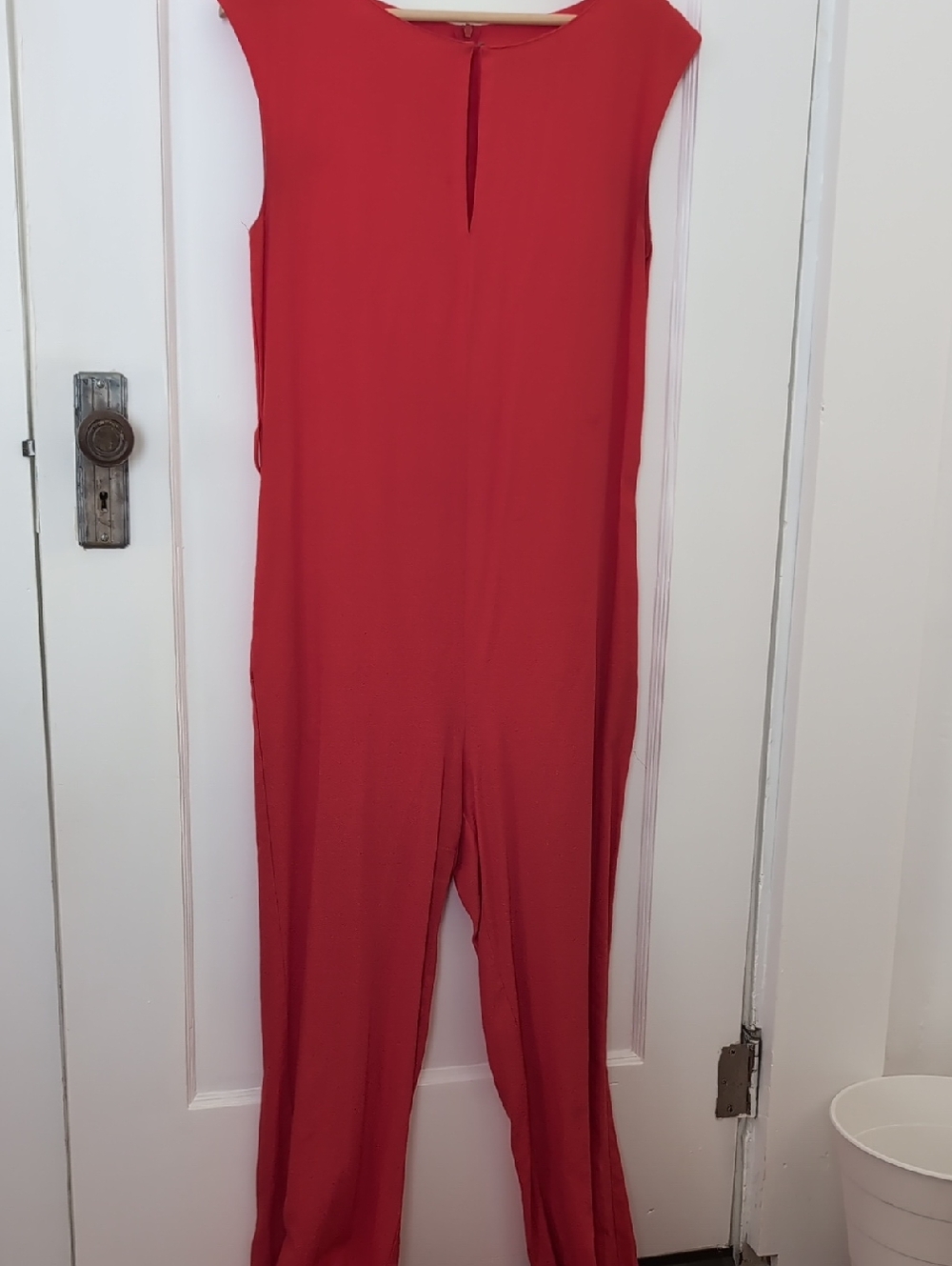 Zara Sleeveless Crimson-Red Jumpsuit